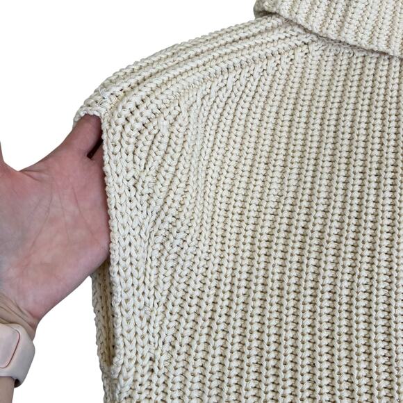 Industry Sz S Chunky Knit Cowl Neck Cap Sleeve Sweater Vest in Cream 100% Cotton - Picture 5 of 16